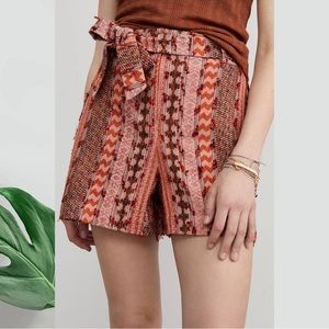✨NEW Anthropologie x Eva Franco | Mila Textured High Waisted Belted Shorts